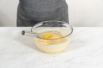 Lemon blueberry bundt cake with powdered sugar dusting