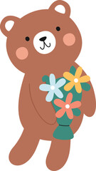 Bear With Flower Bouquet