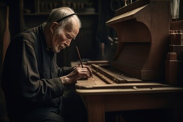 Old man wood worker.AI generated