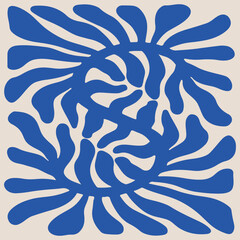 Abstract background. Contemporary flower art set, modern floral element wavy shapes. Vector illustration. Trendy poster