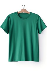 Green t-shirt mockup on white background.AI Generated