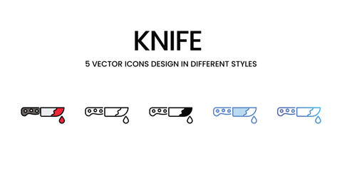 Knife icon set, Halloween party decorations linear style signs for web and app. Vector graphics isolated on white background. Stock illustration