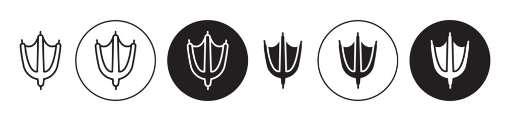 Duck paw icon set. chicken footprint vector symbol. goose foot trace line icon in black filled and outlined style.