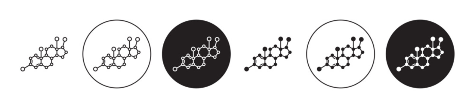 Hormones icon set. human growth hormons vector symbol. testosterone male or Estrogen female hormon line icon in black filled and outlined style.