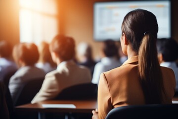 Diverse group backs of young people sitting outdoors man woman students listening speaker watching presentation conference cinema concert. Business education learning study entrepreneurship audience