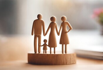 Loving Family Concept: Wooden Figurines Illustrate Family Happiness Family Love on Display