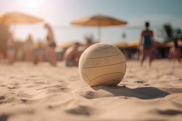 volleyball in the sand. AI Generated