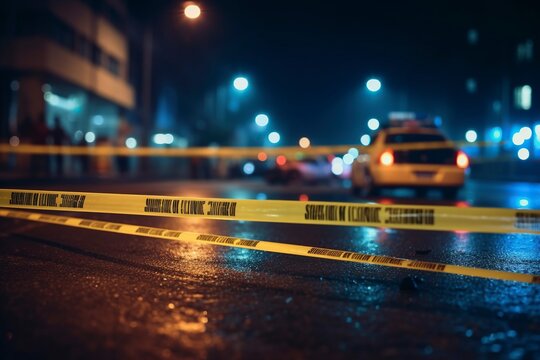 Police line crime scene. AI Generated