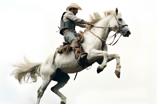 Rodeo mad horse isolated on a white background. generative AI
