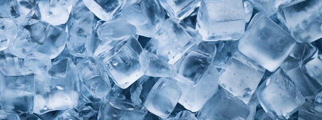 Obraz premium Texture of pieces of ice blue light banner background.