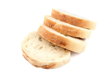french baguette slices, isolated on white background