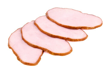 Obraz na płótnie Canvas Sliced ham isolated on white background