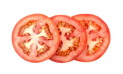 Slices of tomato isolated on white background