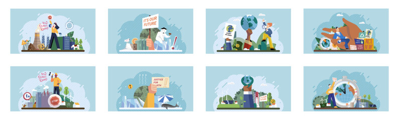 Climate change. Save the planet. Vector illustration Environmental protection is paramount in face escalating global warming Climate change demands immediate action to protect earth for future