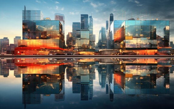 Urban Skyline Reflective Glass Facades