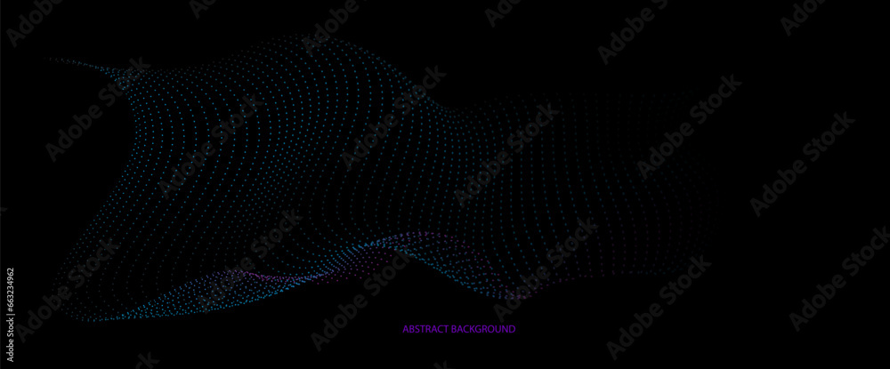 Aufkleber Vector wave lines pattern smooth curve flowing dynamic  light isolated on black background,