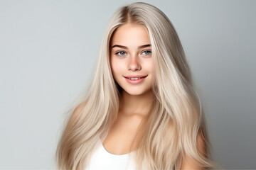 Naklejka premium Close-up Portrait of a Teen Girl with Luminous Skin
