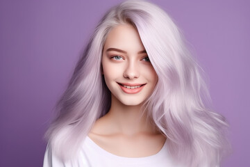 Naklejka premium Youthful Elegance: Teenage Beauty in Purple