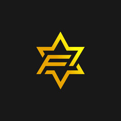 The vector is a monogram of the number F and star. Unique and elegant.