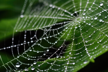 Nature's Jewels: Dewy Spiderweb Close-Up