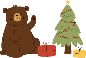 Bear And Christmas Tree