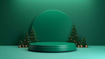 Christmas Product Podium with Red and Green Colour on elegant christmas background, generative AI