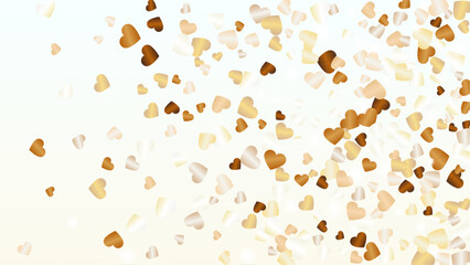 Realistic Background with Confetti of Hearts Glitter Particles. St. Valentine Day. Celebration pattern. Light Spots. Explosion of Confetti. Glitter Vector Illustration. Design for Banner.