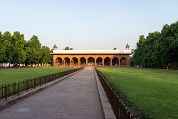 old red sand building in a historical place of Delhi