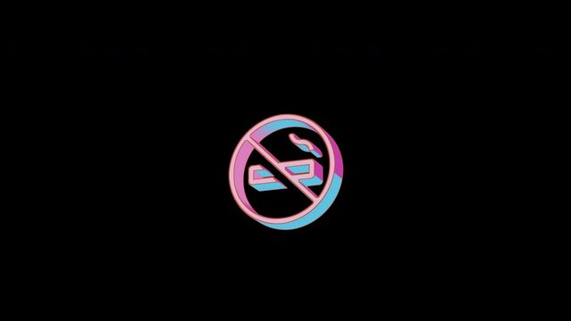 Bright smoking ban icon is jumping merrily. Retro style. Alpha channel black. Looped from frame 120 to 240, Alpha BW at the end