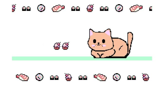 2d pixel animation drawing animal and food