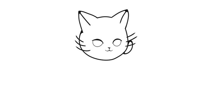 drawing outline animation jumping cat, 2d animation animal outline