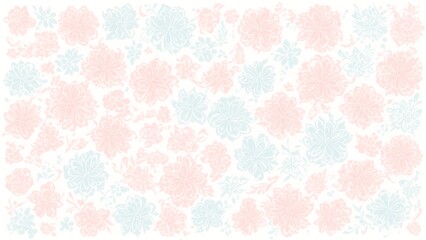 A Floral Pattern In Paste Pink And Blue