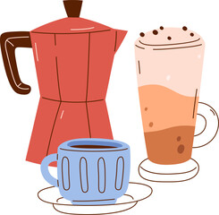 Moca Pot And Coffee Cups