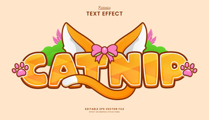 decorative editable orange cat text effect vector design