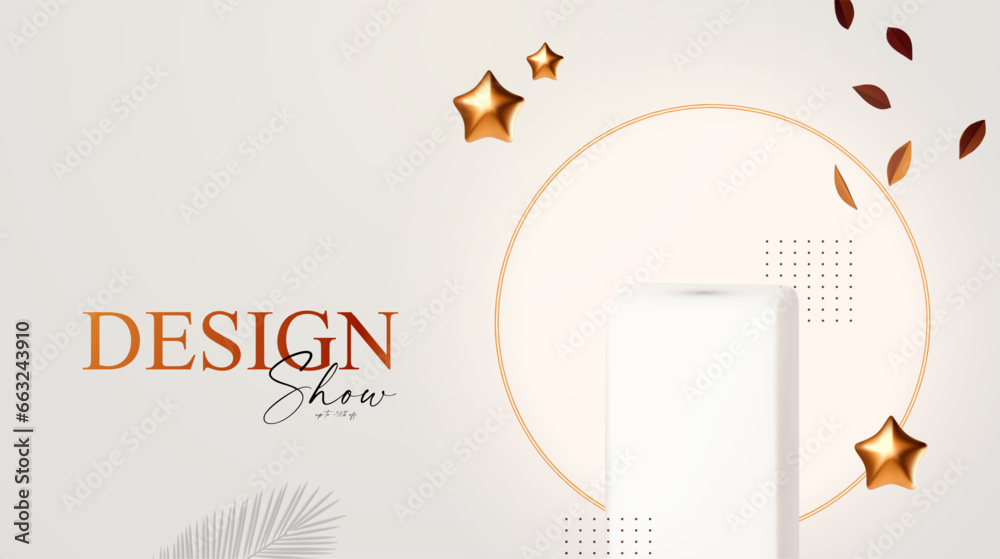 Wall mural 3d realistic product display design template. white scene with podium. elegant vector platform. stag