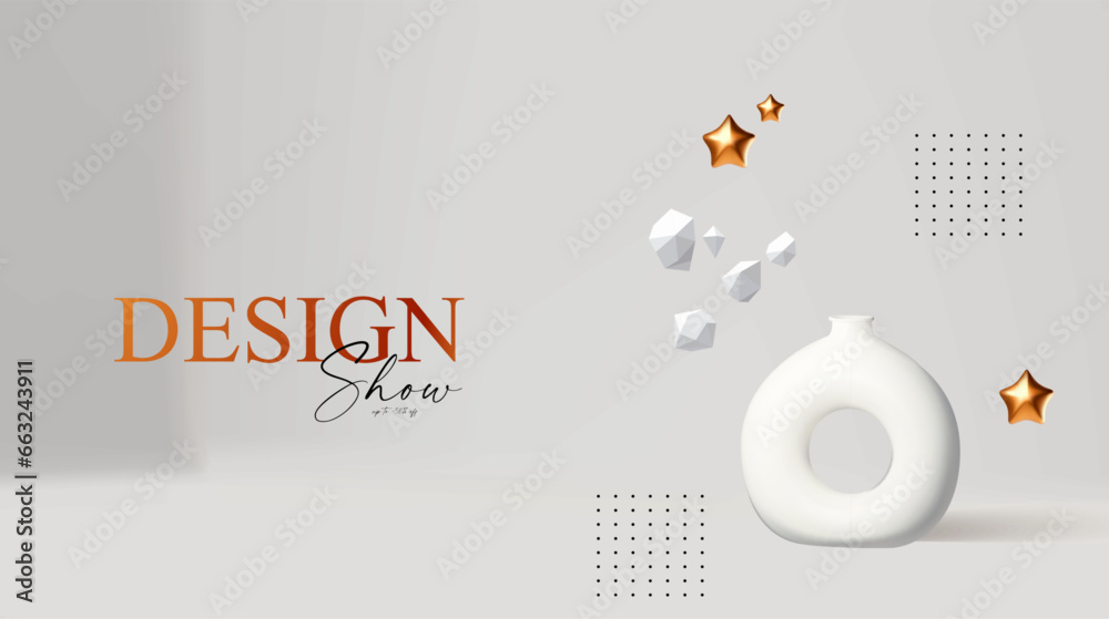 Wall mural 3d realistic product display design template. white scene with podium. elegant vector platform. stag