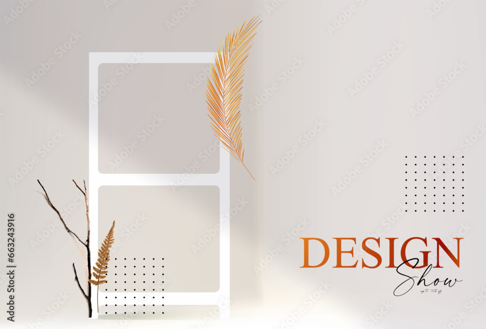 Wall mural 3d realistic product display design template. white scene with podium. elegant vector platform. stag