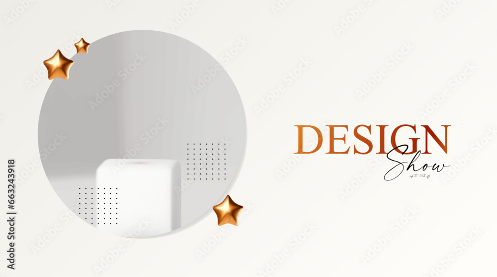 Wall mural 3d realistic product display design template. white scene with podium. elegant vector platform. stag