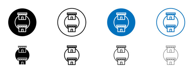 Franchise line icon set. Brand office branch vector symbol. Supply chain franchisee icon for ui designs.