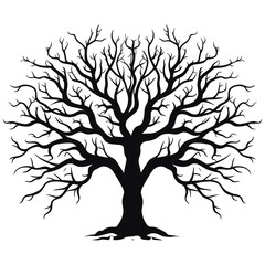 Tree silhouette vector illustration, Generative Ai