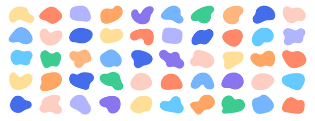 Amoeba, irregular blob shape vector illustration set