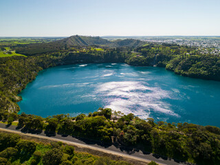 Aerial view of the Blue Lake in Mt Gambier, South Australia