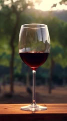 Fotobehang ブドウ畑とワイングラス © ayame123