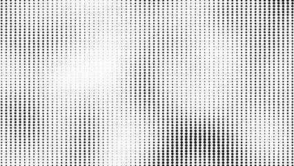 Halftone dots background. Abstract dynamic with black dots on white background. Motion modern animation. Texture of dots pattern. Dotted animated gradient - obrazy, fototapety, plakaty