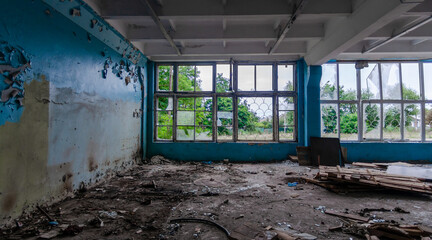 inside a destroyed school in Ukraine