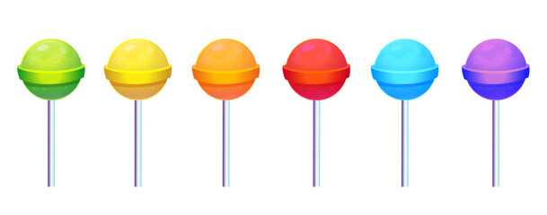 set of multi-colored round lollipops - obrazy, fototapety, plakaty