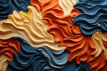 A close up of a bunch of different colored paper waves. AI image.