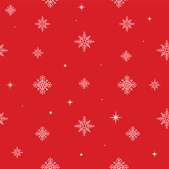 Christmas snowflakes pattern on red background