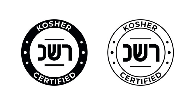 Kosher Certified symbols. International symbols of kosher food. Packaging concept.