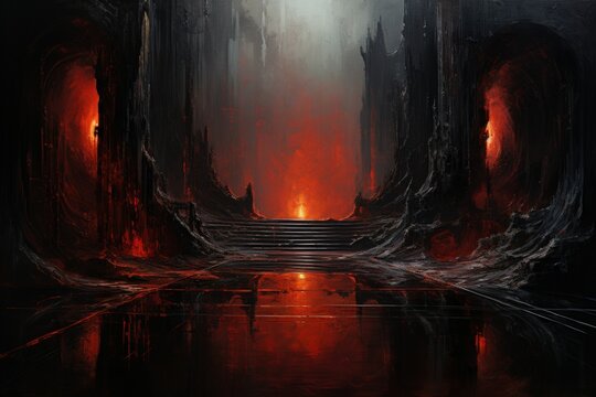Enigmatic shadow gates, portals to realms shrouded in darkness and mystery - Generative AI